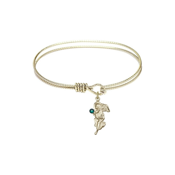 7 1/4 inch Oval Eye Hook Bangle Bracelet with a Guardian Angel/Dance charm. 7 1/4 inch Oval Eye Hook Bangle Bracelet with a Guardian Angel/Dance charm.